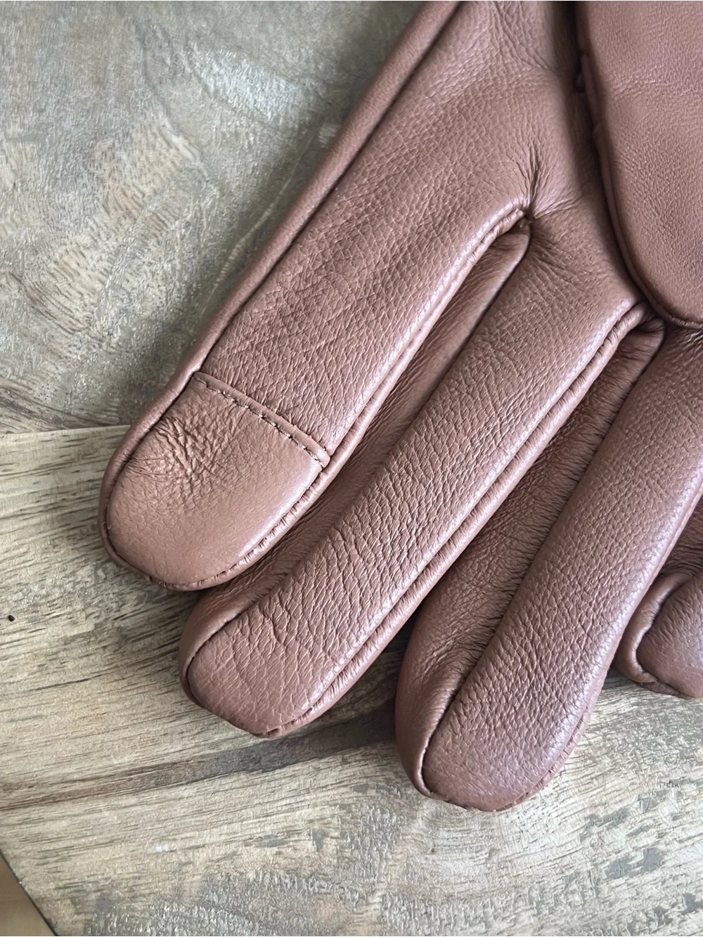 Brown Leather Women's Gloves Touchscreen